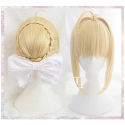 Fate/stay night Arturia Pendragon Saber Wig Blonde Styled Updo Cosplay Full Wigs+ Wig Cap
