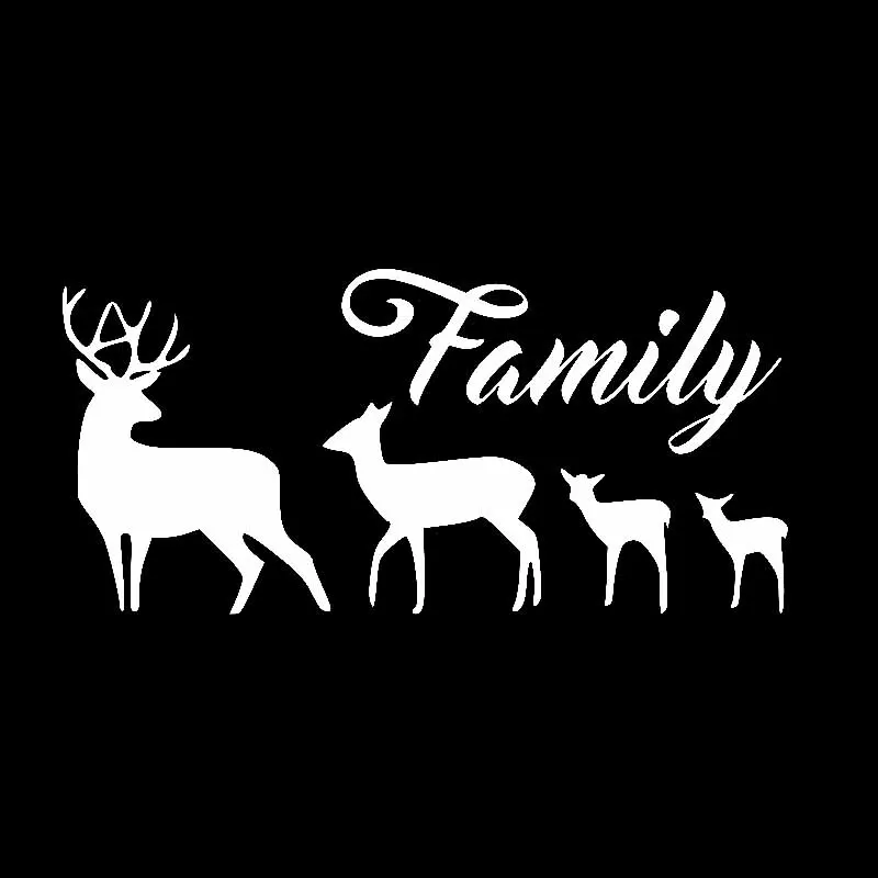 YJZT 16.4CM*7.8CM Four Deer Family Vinyl Art Car Sticker Decal Black/Silver C3-2189