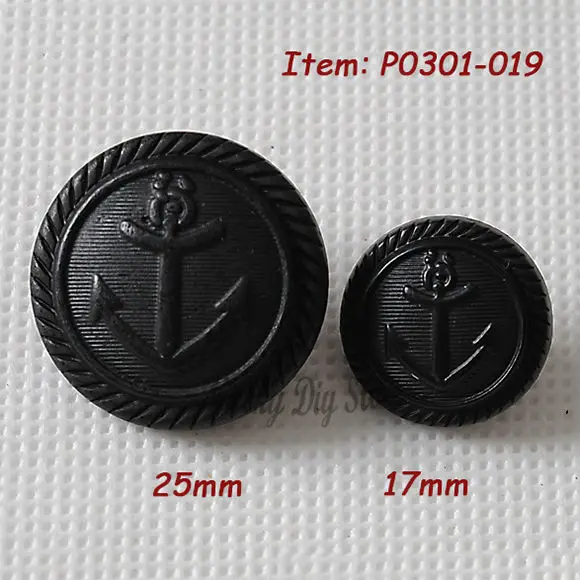 Mixed 25mm & 17mm black British anchor buttons overcoat windbreaker fashion buttons clothing accessories wholesale