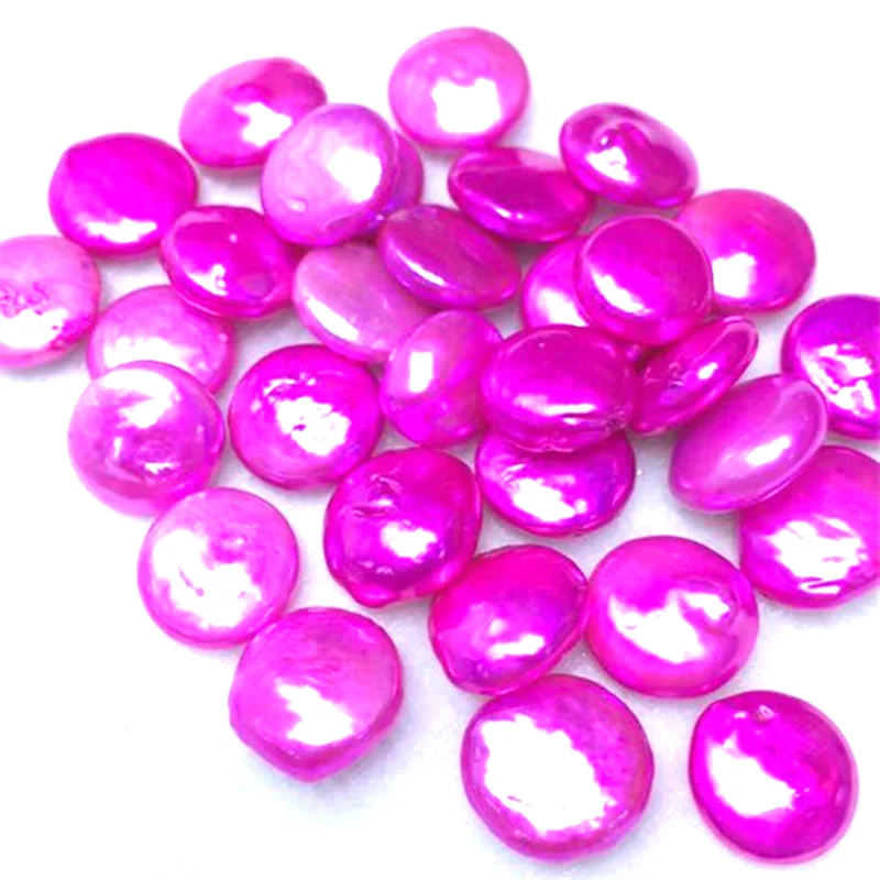 Wholesale AA 12-14mm No Hole Hot Pink Coin Shaped Loose Freshwater Pearl,Sold by Lot,10 Pcs Per Lot