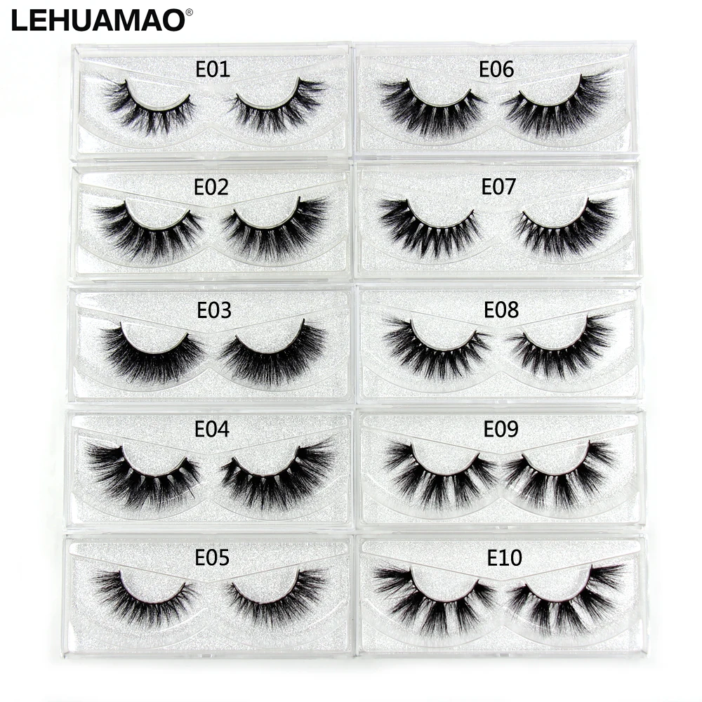 LEHUAMAO 50Pairs/Lot Eyelashes 3D Mink Lashes Fluffy False Eyelashes Dramatic Soft Lashes Cruelty Free Makeup False Lash E Serie