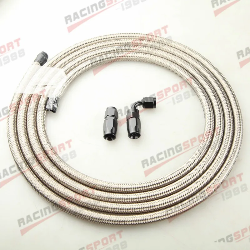 8AN AN8 AN 8 Stainless Steel Braided Oil Fuel Gas Line Hose 3M+Hose End Fitting