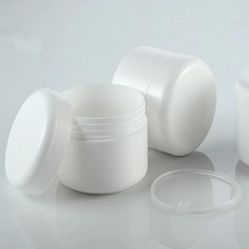 30pcs/lot 100g White Cream Jar Cosmetic Empty Jar Pot Makeup Face Cream Container Bottle  Plastic Sample Makeup Sub-bottling