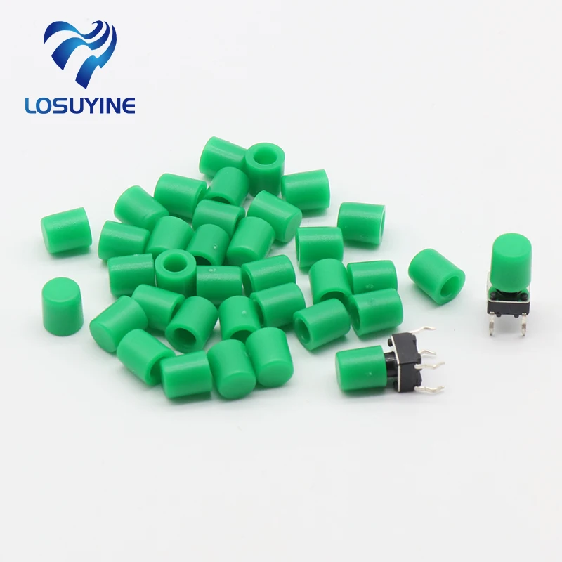 100pcs/lot Green Plastic Cap Hat G62 for 6*6mm Tactile Push Button Switch Lid Cover