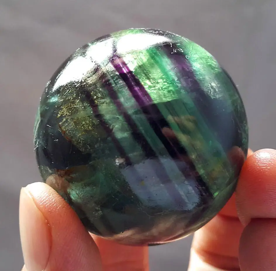 48 mm Natural Fluorite Quartz Crystal Sphere Ball Healing