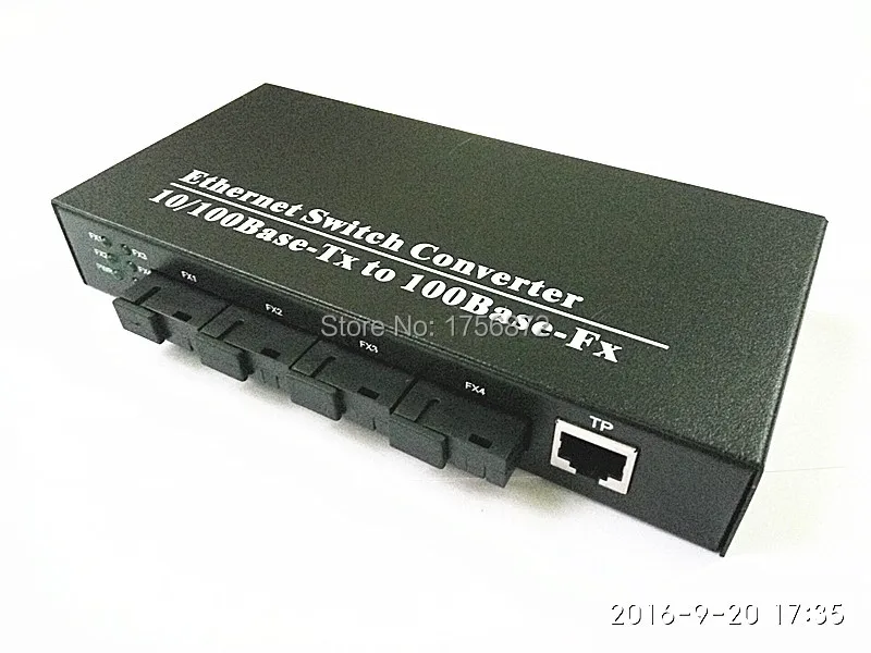 

1 piece10/100M 4 SC + 1 RJ4 Single Mode, Single Fiber, 1310/1550nm, 20km, Ethernet Switch ethernet ports fiber media converter