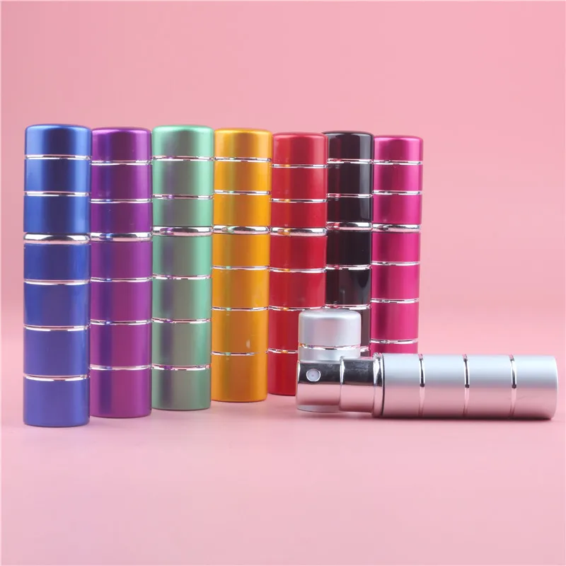 

5ml Hot pump empty perfume bottle 5ml glass anodized aluminum perfume atomiser container LX1069