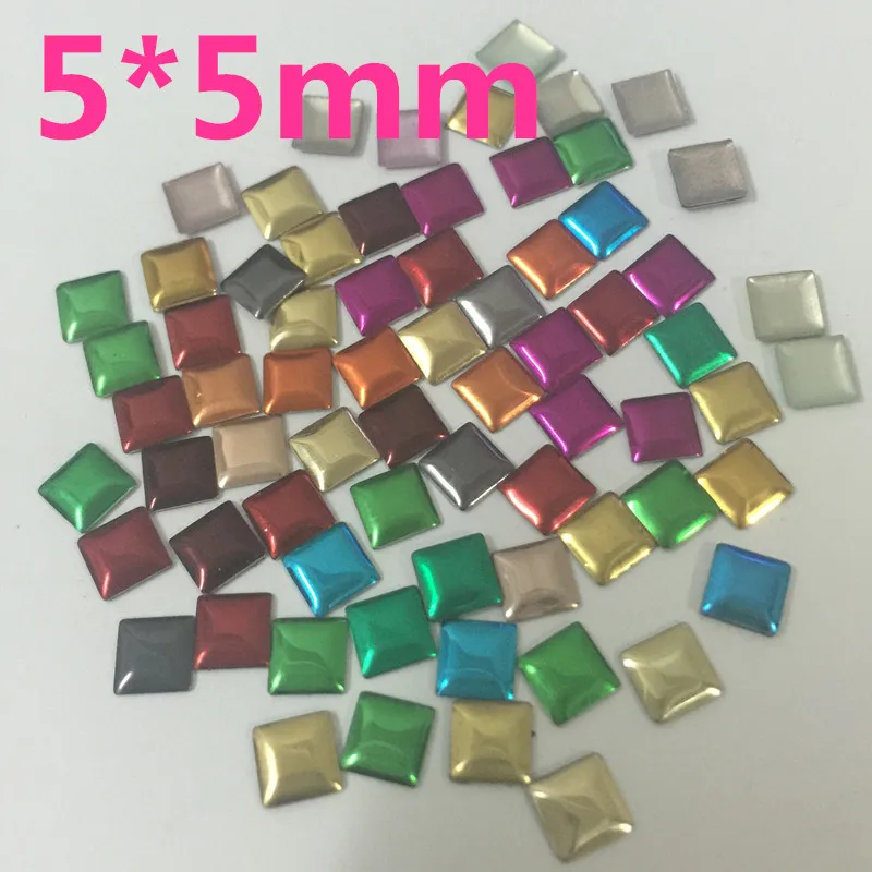 500PCS Square Shape Mix Color 5mm Rhinestuds Hotfix Nailheads Iron On Studs DIY Rhinestones Accessory Iron For Clothes