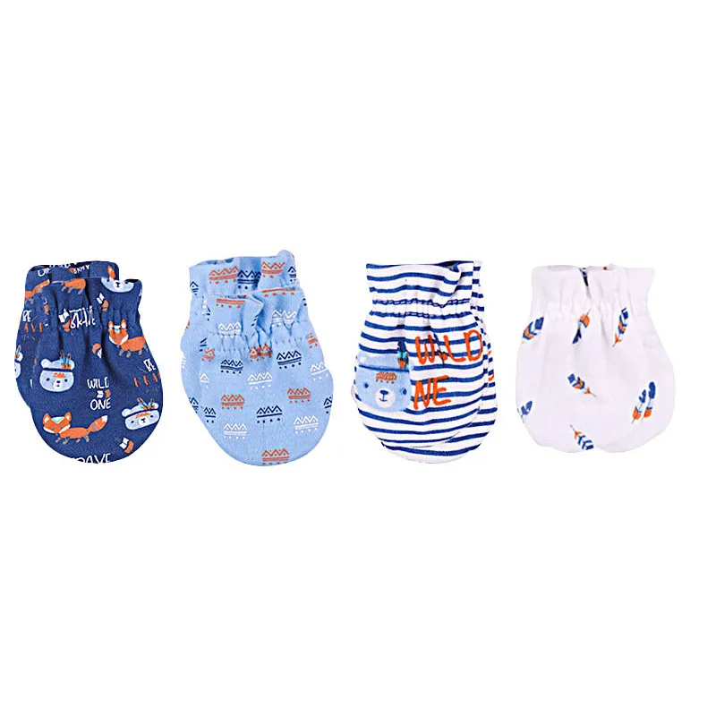 Fetchmous Cotton Cartoon Animal Baby Boy Girl Newborn Character Scratch Mittens Baby Scratching Gloves Baby Accessories Print