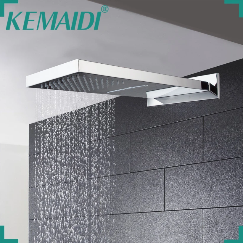 

KEMAIDI Bathroom Shower Head Polished Chrome Finish Bathroom Square Rain Shower Head Waterfall Shower Set Bathroom Accessories