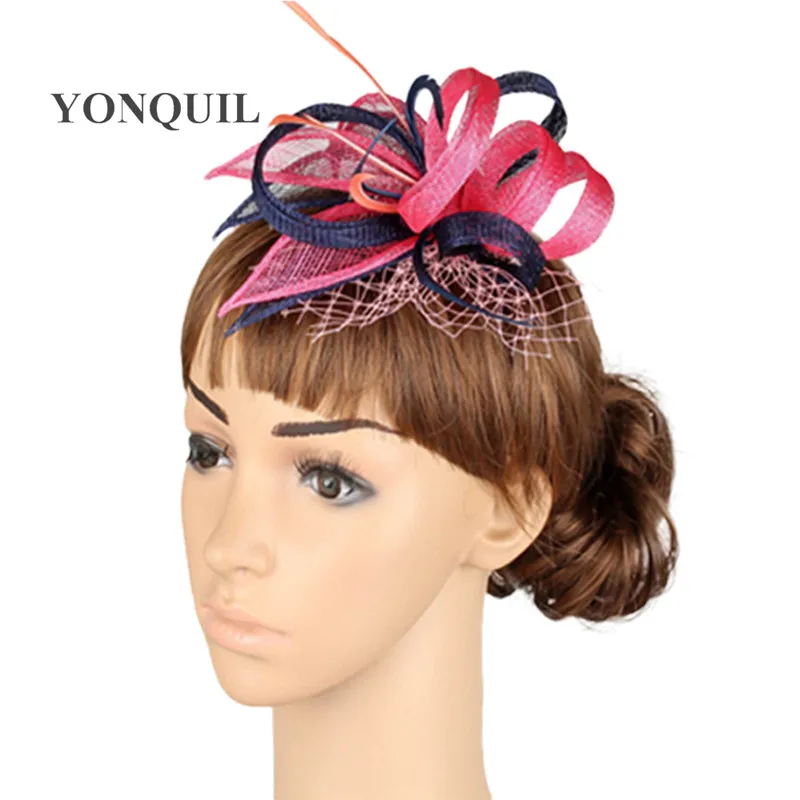 

Sinamay Hair Fascinator Bride Wedding Hair Pin Accessories T-Platform Hat Party Headpiece Women Wedding Headdress Mesh Hat