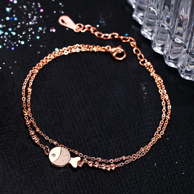 Clown Fish Anklet for Women Teens Girls Charm Cute Rose Gold Color 316L Stainless Steel Jewelry Summer Beach Wholesale(GA108)