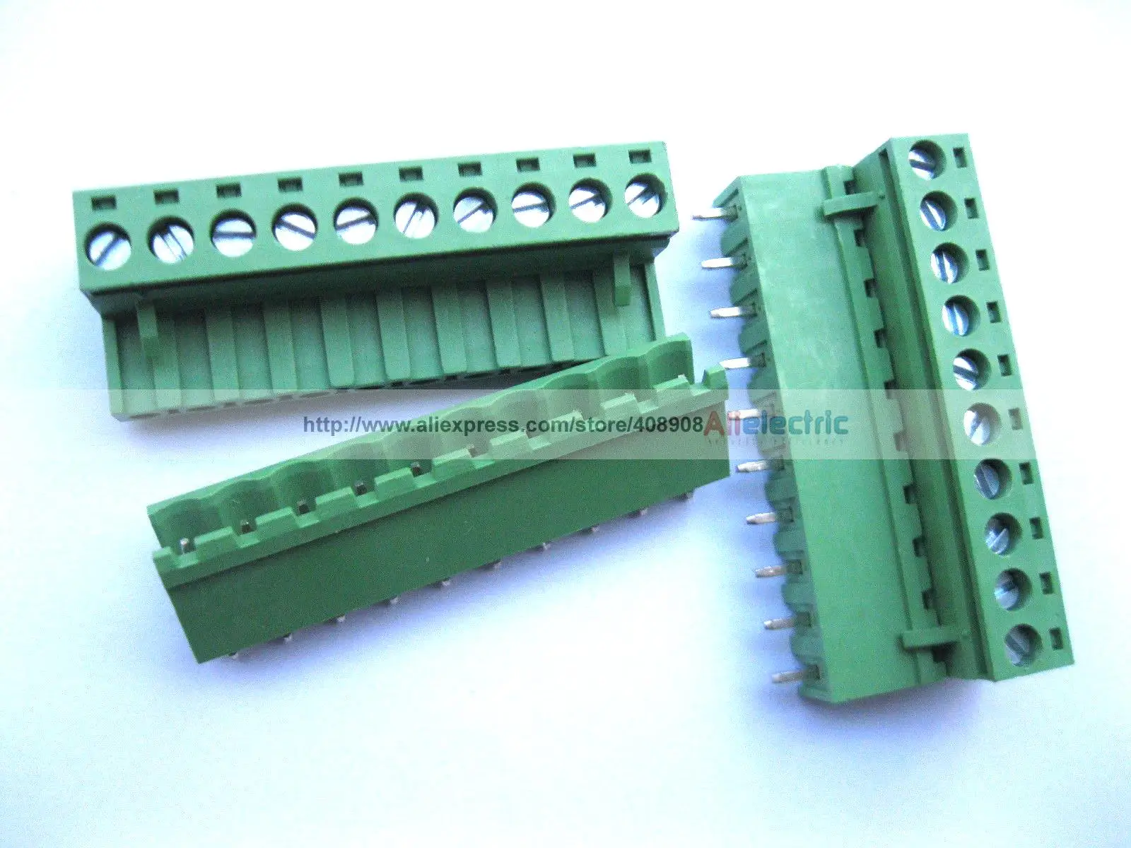 100 Pcs 5.08mm Straight 10 Pin Screw Terminal Block Connector Pluggable Green