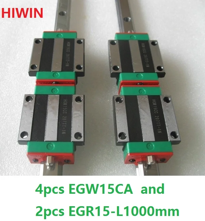 2pcs 100% original HIWIN linear guide EGR15 -L 1000mm + 4pcs EGW15CA linear flange carriage block for CNC router