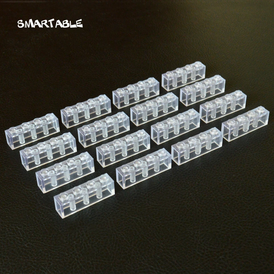 

Smartable Transparent Clear Brick 1x4 Building Blocks DIY creative Toys Compatible Major Brands 3010 Toys 63pcs/lot Gift