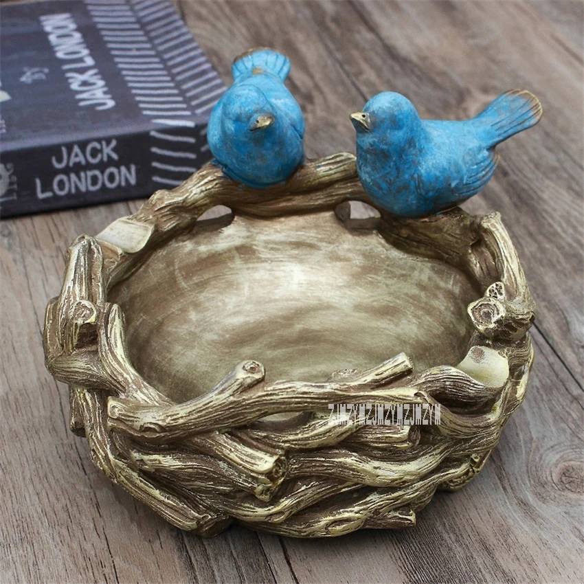 

DV0376-0346G Individual Snack Key Storage Ornament Retro Village Bird Nest Decoration Living Room Cabinet Tea Table Ornament