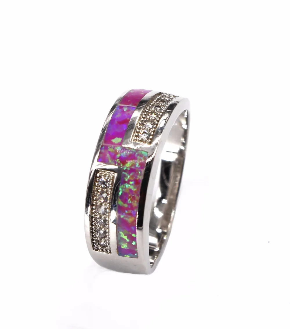 JLR-1266 Hot Sale Precious Pink Opal and White Zircon For Women & Men Charm Rings Fashion Jewelry