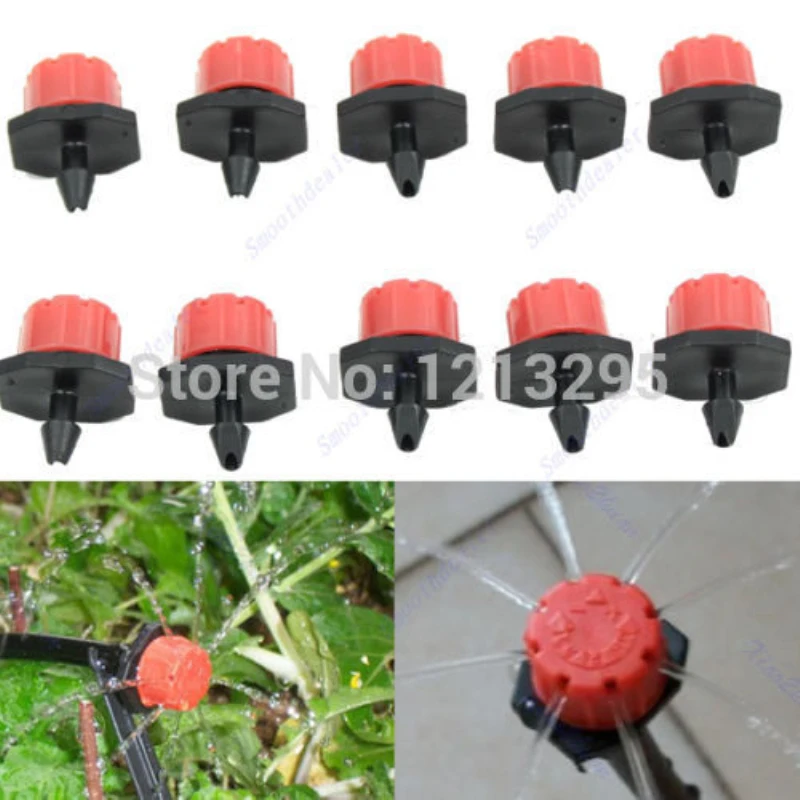 Y102 50Pcs Tuin Irrigatie Vernevelingsinstallaties Micro Flow Dripper Drip Head 1/4 ''Slang