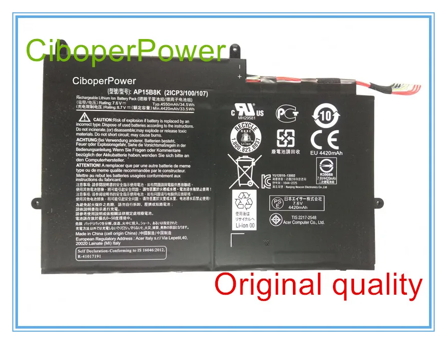 Original Laptop Battery For Battery for Switch 11 SW5-171 SW5-173 11 V Pro AP15B8K