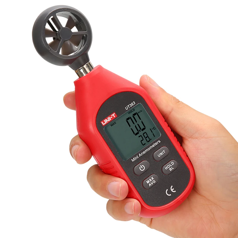UNI-T UT363/UT363BT Mini anemometro; mini misuratori di velocità e temperatura del vento/indicatore del vento/misurazione della velocità del vento