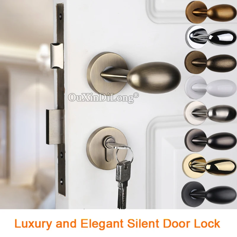 

Элегантный роскошный европейский бесшумный дверной замок, комплект интерьера гостиной, спальни, ванной комнаты, бесшумные овальные дверные ручки, замок для дверей 35 ~ 50 мм