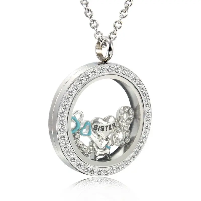 Popular similar setting stone waterproof stainless steel Glass Floating Locket