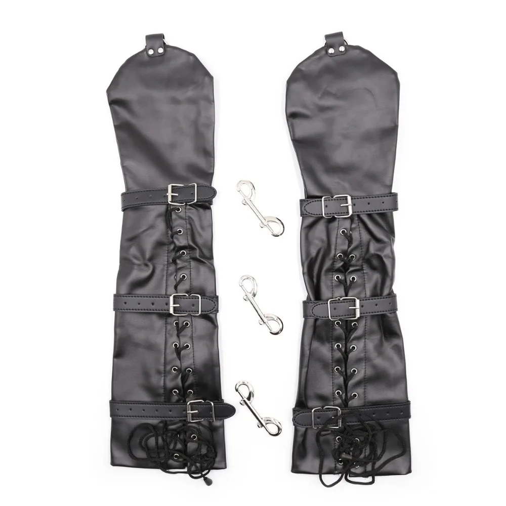 Thierry Women BDSM Arm Binders,Strict Leather Bondage Opera Gloves Harness Sleeves Lockable Restraints  for Fetish Sex Toys