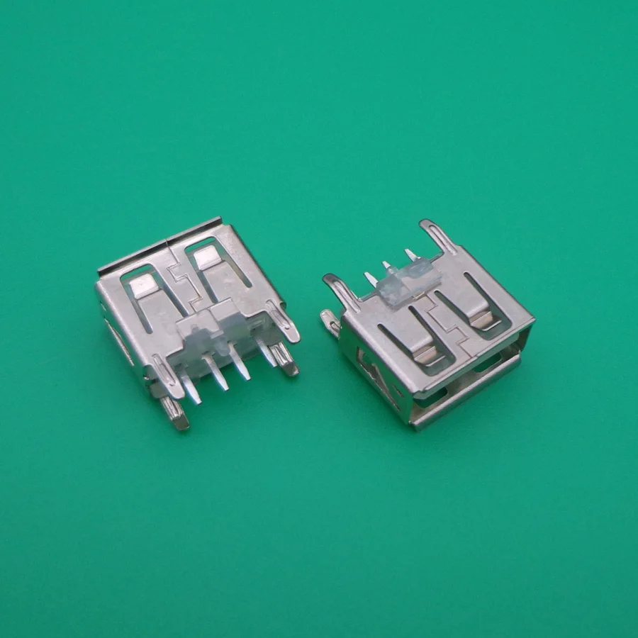 50pcs A Type Flat Angle (180 Degree) Female USB PCB Connector Socket, USB Jack Plug