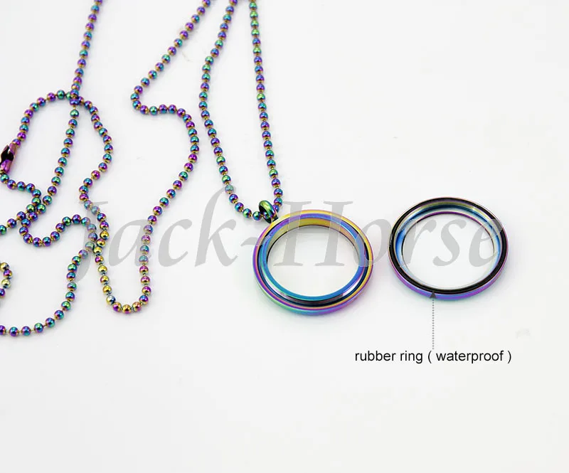 Newest 30mm round floating rainbow locket! stainless steel waterproof screw  floating locket pendant ( including chains)