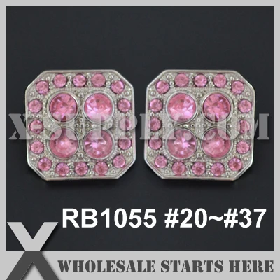 Color: RB1055 #20~#37 Square Shape Acrylic Rhinestone Button in Silver Nickel Base