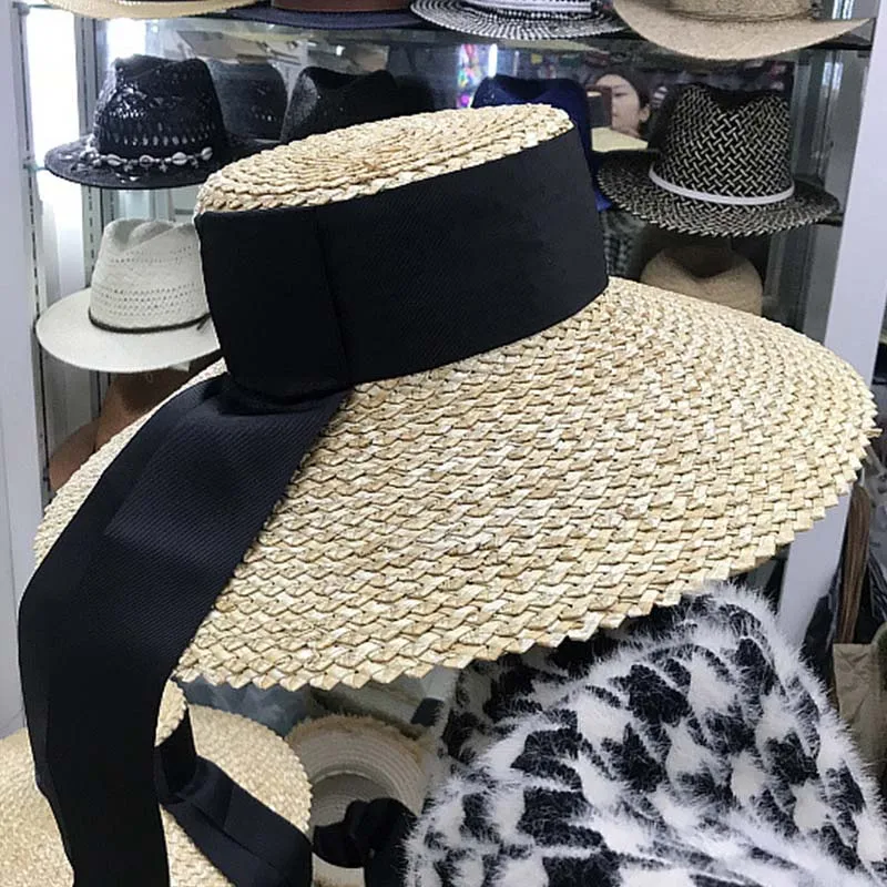 New Fashion Women Sun Hat Natural Straw Large Wide Brim Summer Casual Beach Hat Elegant Ladies Floppy Kenturky Derby Hat