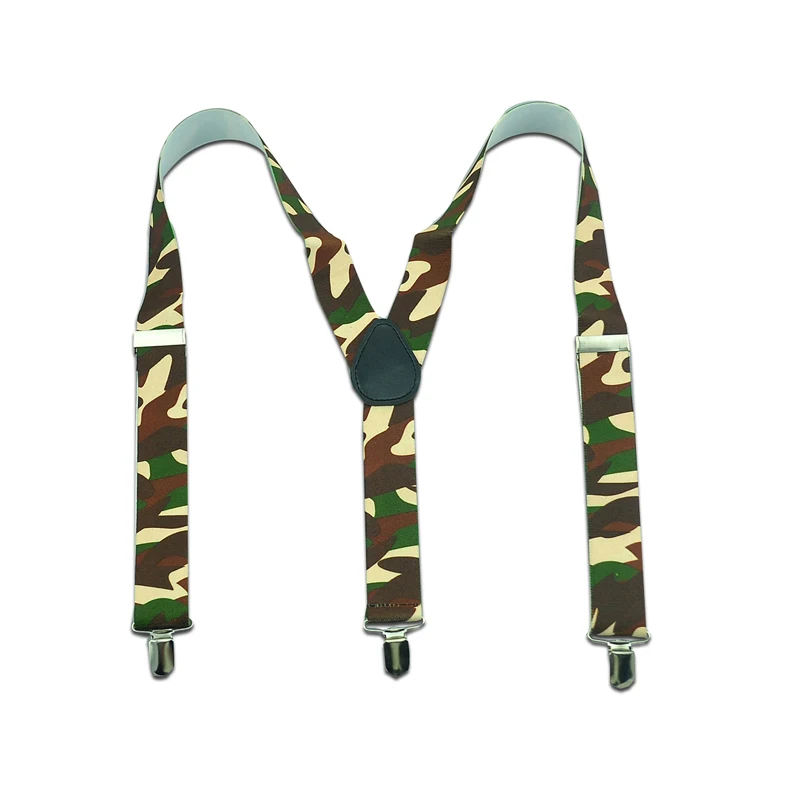 Heren unisex clip-on bretels elastisch 3,5 cm breed "leger camouflage" patroon bretels/galus/riem voor dames groothandel en detailhandel