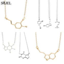 SMJEL Dopamine Molecule Necklaces Chemical Formula Necklace Fashion Women Serotonin Structure Formula Pendant Graduation Gifts