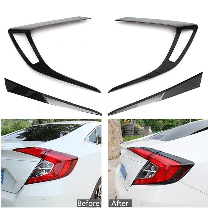 4pcs/set Carbon Fiber Colors Car Taillight Cover Tail Lamp Covers Decal Frame For Honda Civic Sedan 2016+ Car Styling Accessory