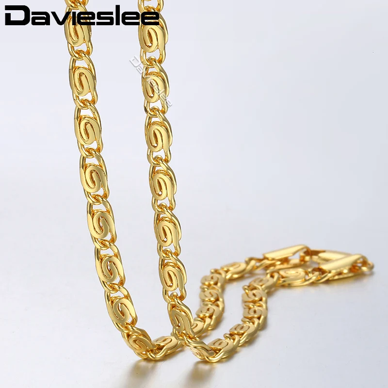 Davieslee Womens Necklace Snail Link 585 Rose Gold Color Chain Necklaces for Women Jewelry Gift 4.5mm 45cm 50cm DLGN216