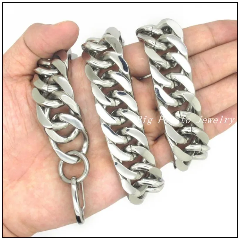 

8-40" 21mm Heavy Cool 316L Stainless Steel Silver Color Curb Cuban Link Chain Men's Boy's Necklace Top Quality