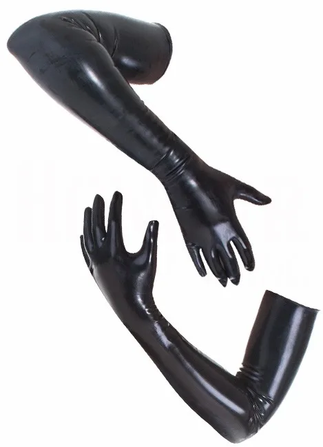 

Latex gloves shoulder length Skin Tight Long Gloves Mitts Black Moulded Gloves