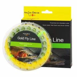 Angler Dream Fishing Tools Gold Floating Fly Line, WF2F 3F 4F 5F 6F 7F 8F 9F 100FT Fly Fishing Line With Two Welded Loops