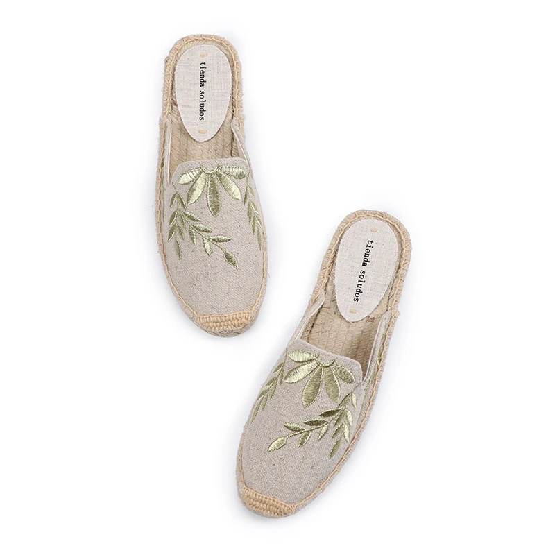 Women Slippers Tienda Soludos New Arrival Hemp Rubber Cotton Fabric Mixed Colors Summer Pantufas Zapatos De Mujer Slides