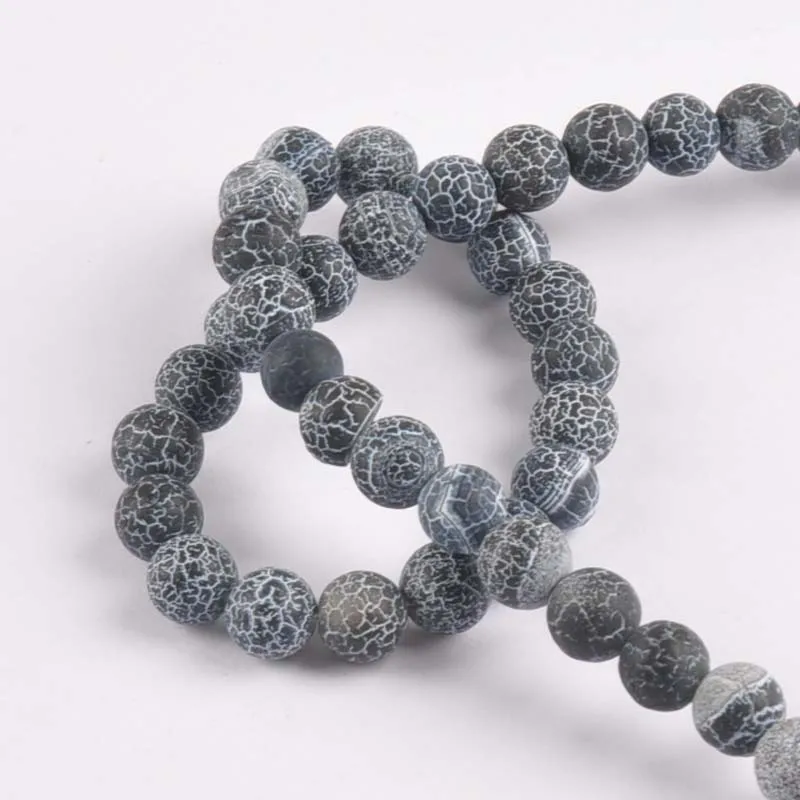 8mm 20pcs Mysterious Nature Stone Frost Cracked Dream Fire Dragon Veins Agat Beads fashion jewelry TRS0256X