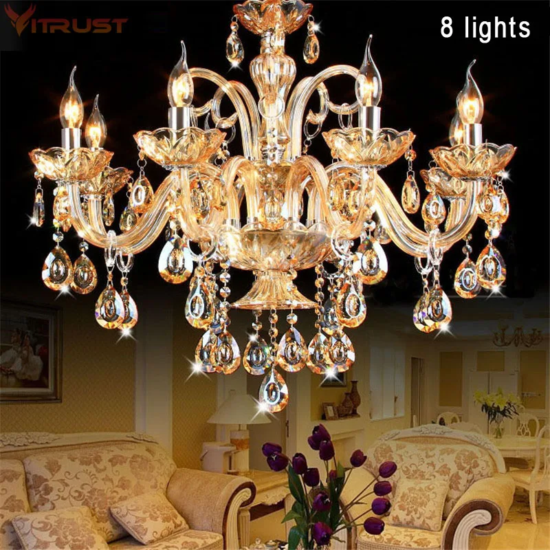 K9 Crystal Candle Chandelier decoration simple chandelier crystal light For Living Room Hotel AC110V~240V 6/8/10/12/15/18 Arms