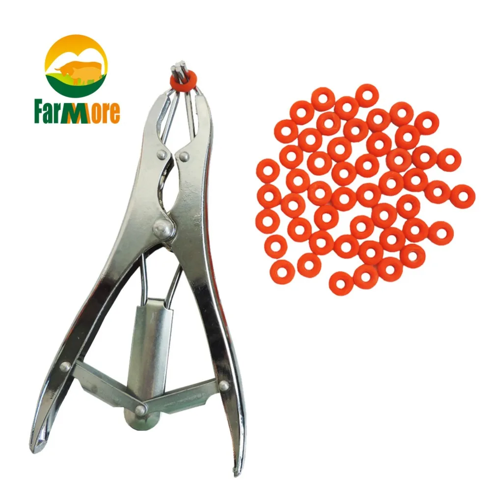 Tail removal Pigs And Sheep Castration Pliers and 100 Particulate Rubber Ring Castration Device