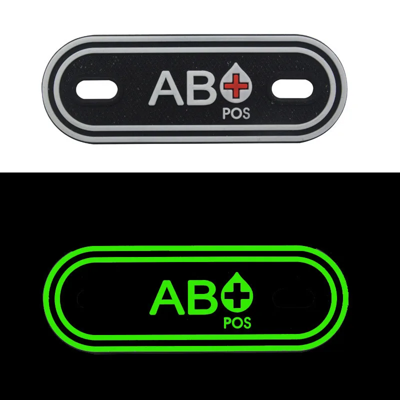 3D A + B + AB + O + Laces Blood Type Buckle Pendant PVC Label Stickers Outdoor Clothing Zipper Lanyard Moral Tactics Badge