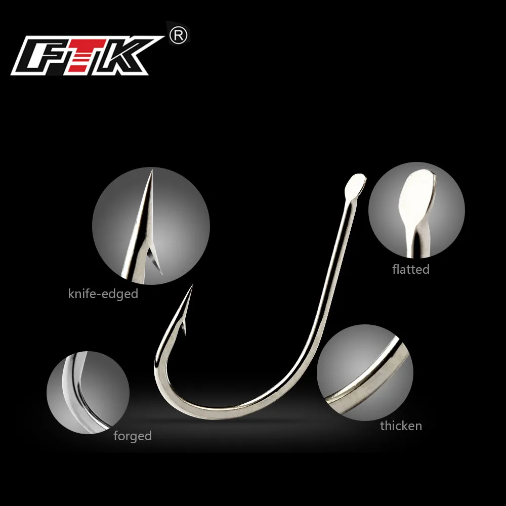 FTK  new 421N 1#-8# 100Pcs/Lot Bent Hooks High Carbon Steel Fishing Hook Sea Hooks For Fishing Tackle