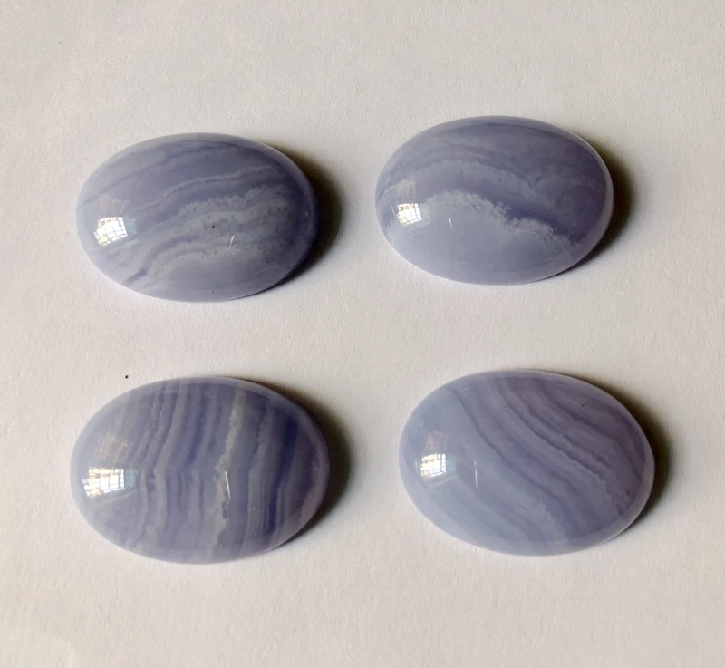 

Natural Blue Lace Agates Gem stone Bead Caboch 18*25mm Oval CAB,blue Chalcedony Stone Jewelry Cabochon Ring face 2pcs