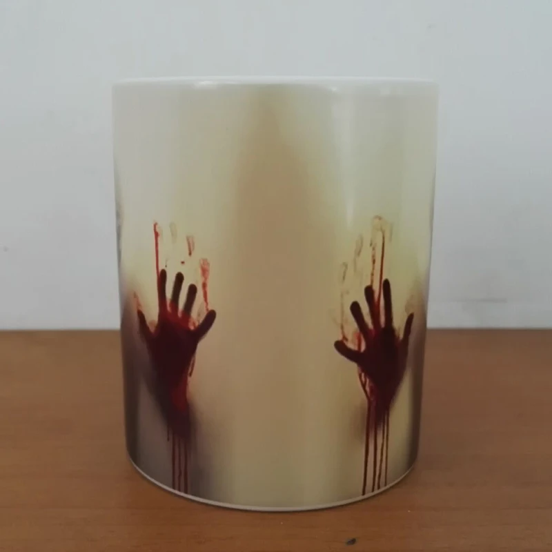 Newest Design The Walking Dead Coffee Mugs Heat Color Changing Milk Tea Cup Magic Mug Zombie Head Surprised Gift