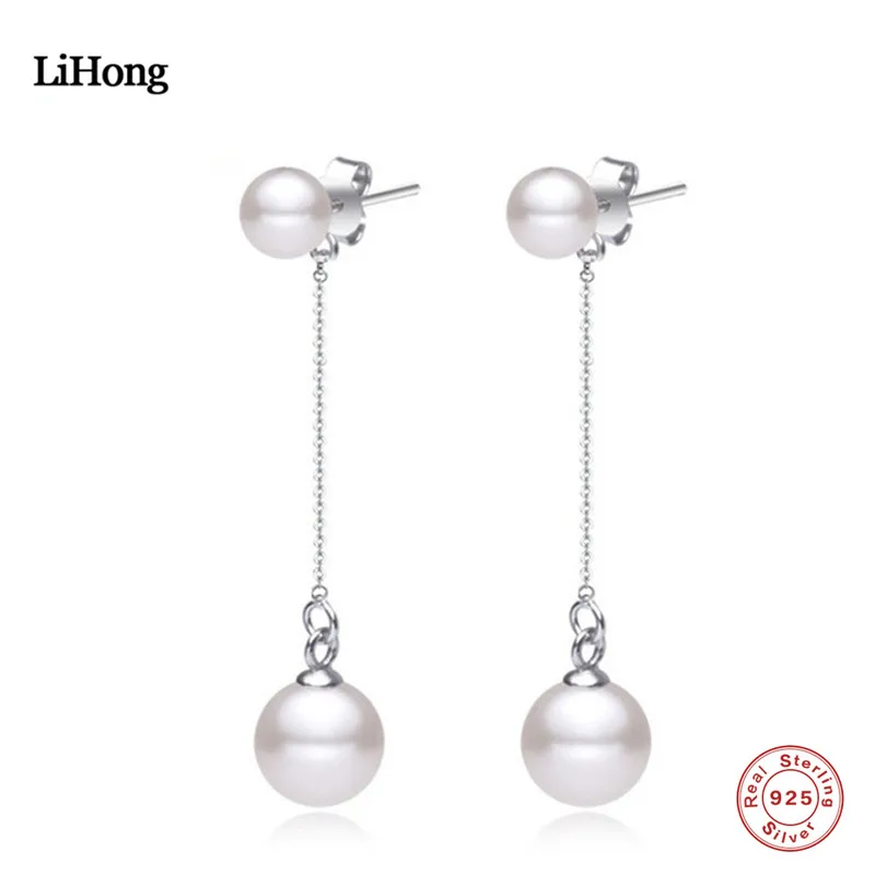 New 925 Silver Earrings Fashion Freshwater Pearl long Earrings Ladies Boutique Silver Jewelery