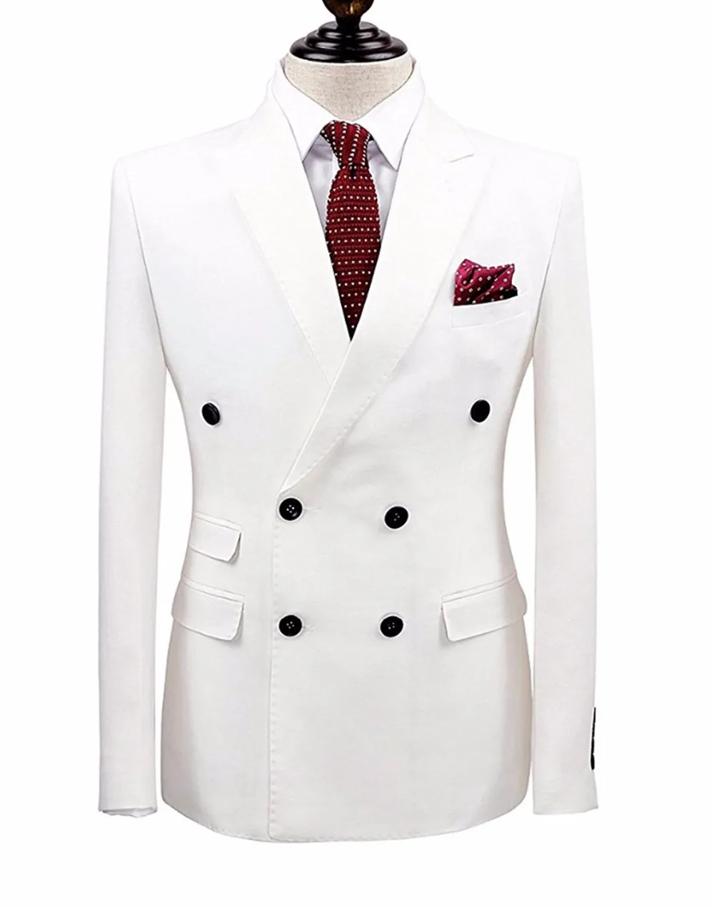 White 2 Pieces Men Suits Double Breasted Groom Terno Masculino Smoking Slim Fit Men Wedding Suits Blazer Tuxedo Jacket+Pants