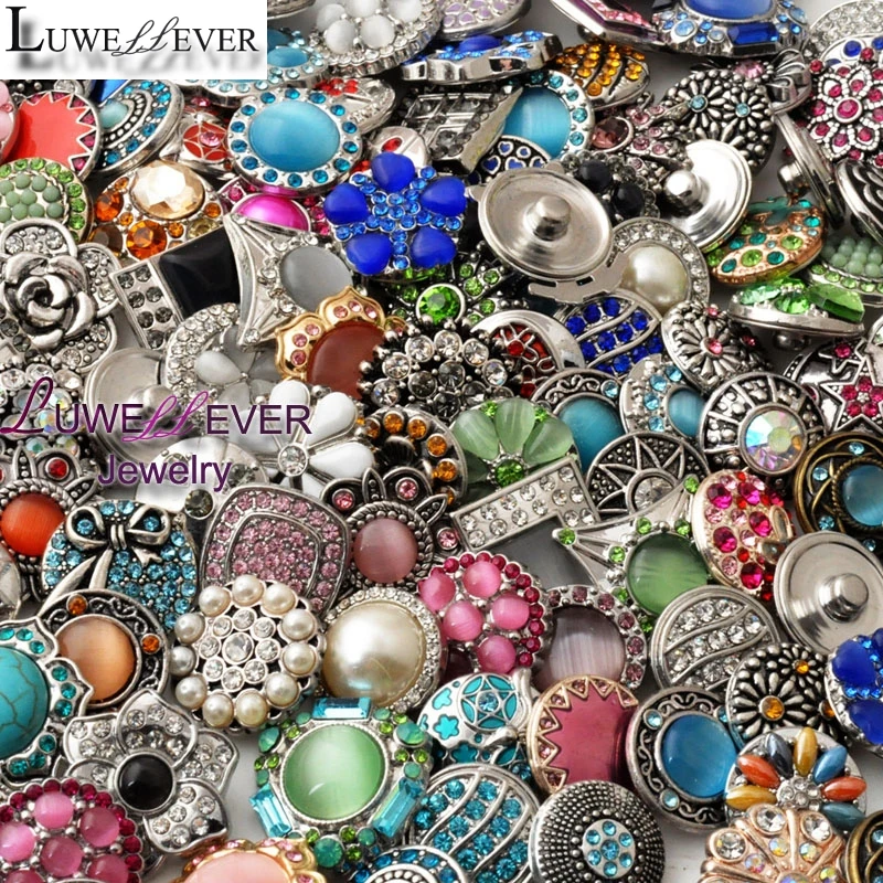 Mixed Sale Jewelry Components 18mm 12mm Metal Snap Button Charm Findings Women Gift DIY Components Fit Interchangeable Jewelry