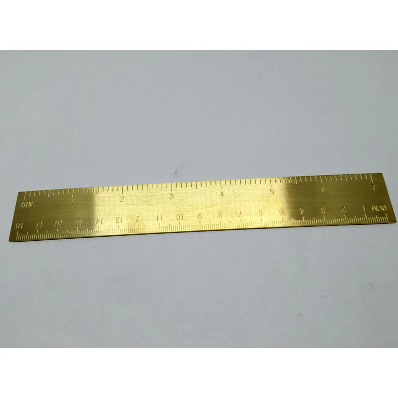 MINI Vintage Brass Handmade Straight Ruler School Copper Metal Bookmark EDC Tools CM Inch Dual Scales 18CM  65g